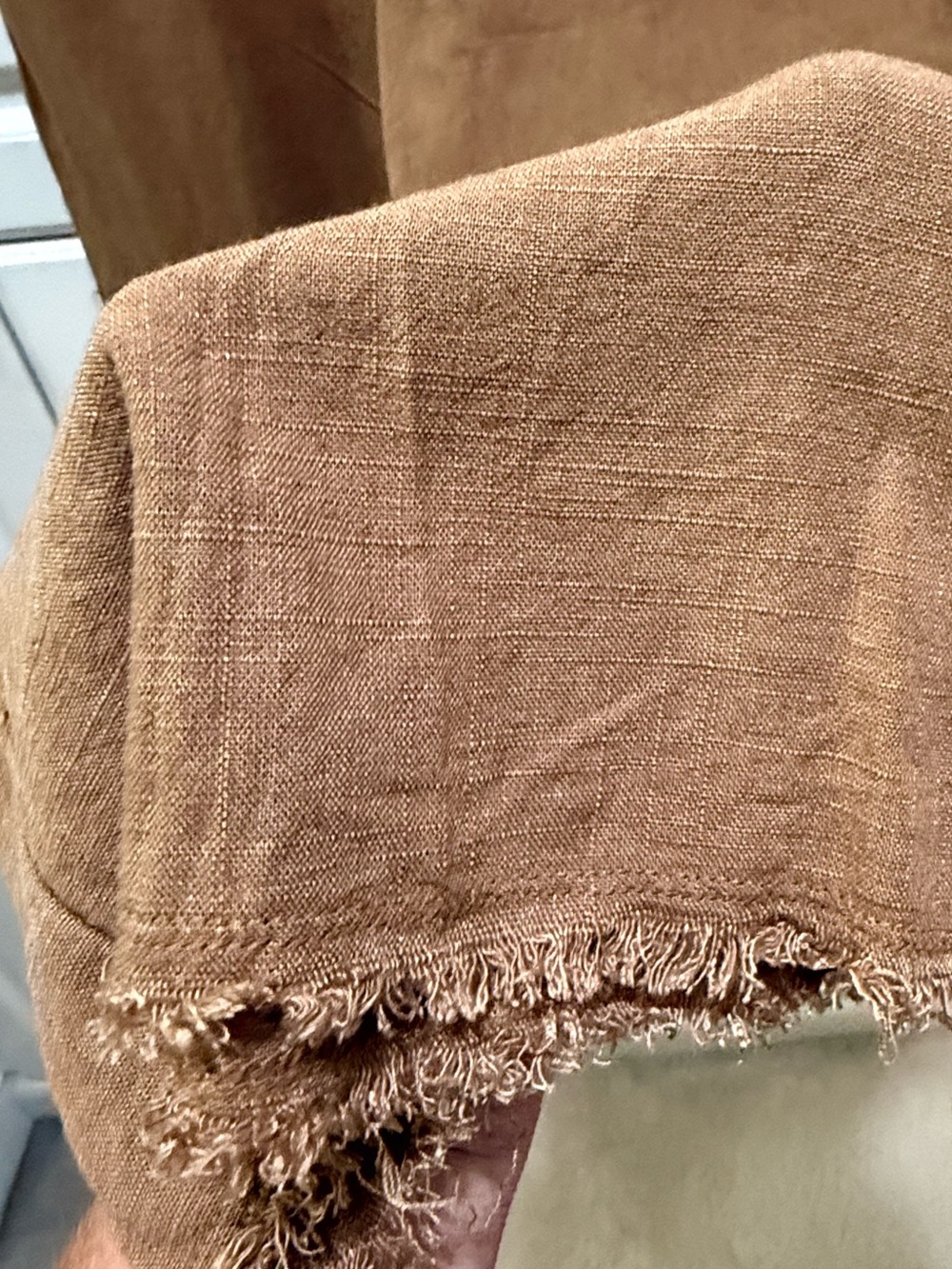 NWOT Zenana Linen blend Camel Raw Hem pants Sz M - Picture 4 of 9